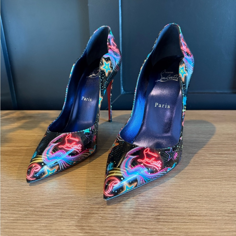 Christian Louboutin Hot Chick 100 Starlight By Night Patent Leather Pumps EU 39